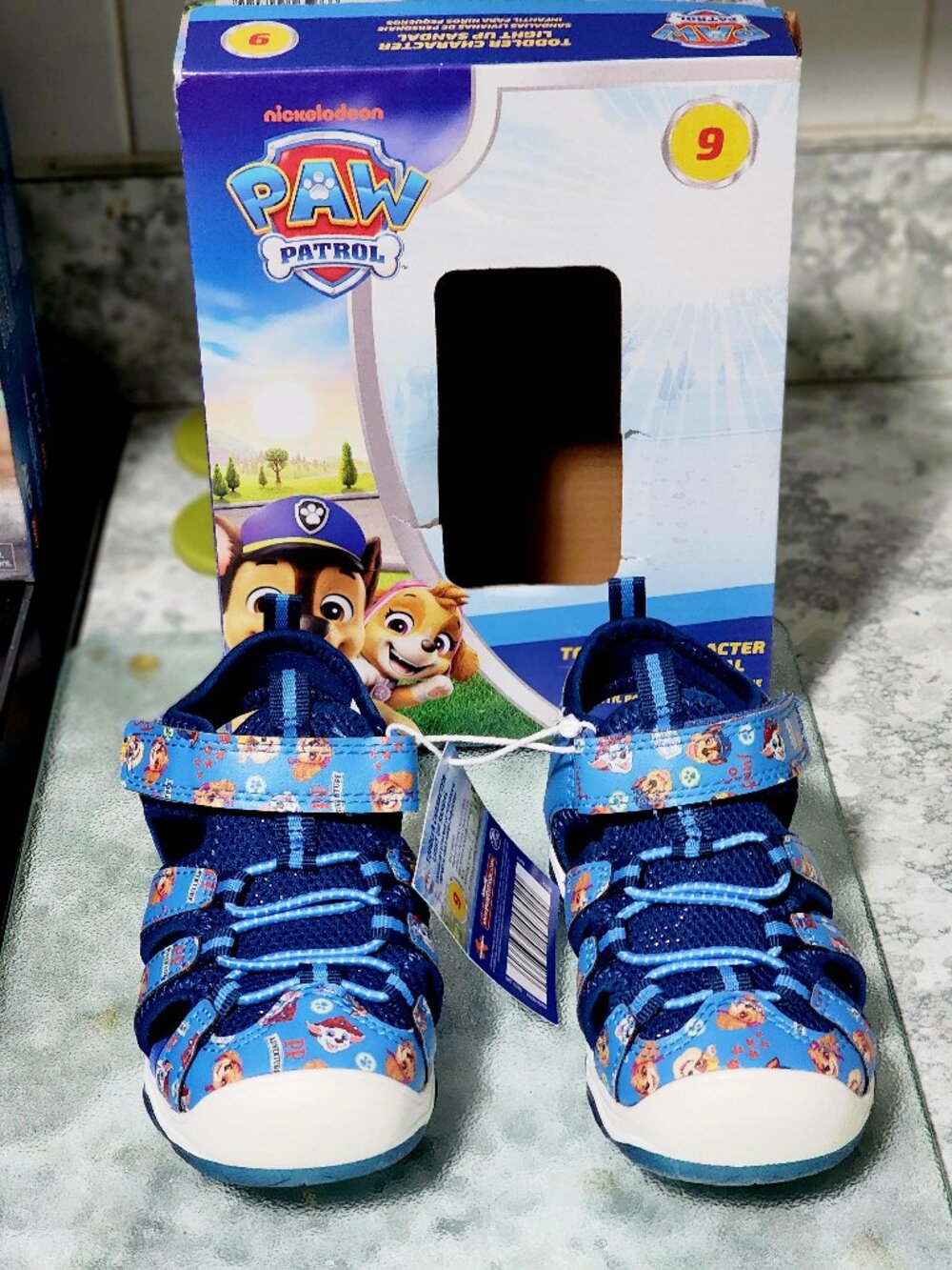 Brand New " Paw Patrol"  LED "Light Up "Toddler Size 9 Sandals
